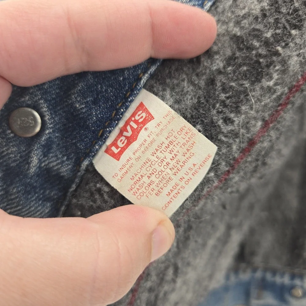 Vtg Levis Jacket Denim Trucker 80s 90s 70507-0314 USA Distressed Fade Blanket M